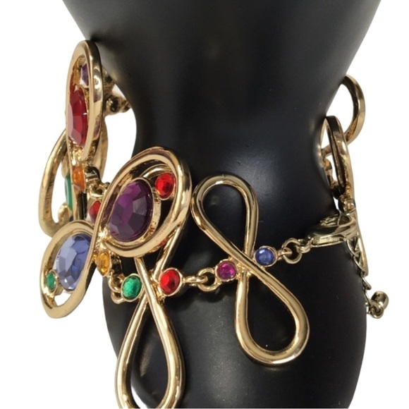 Gold Bracelet and earrings Set with multi colors - Picture 7 of 15